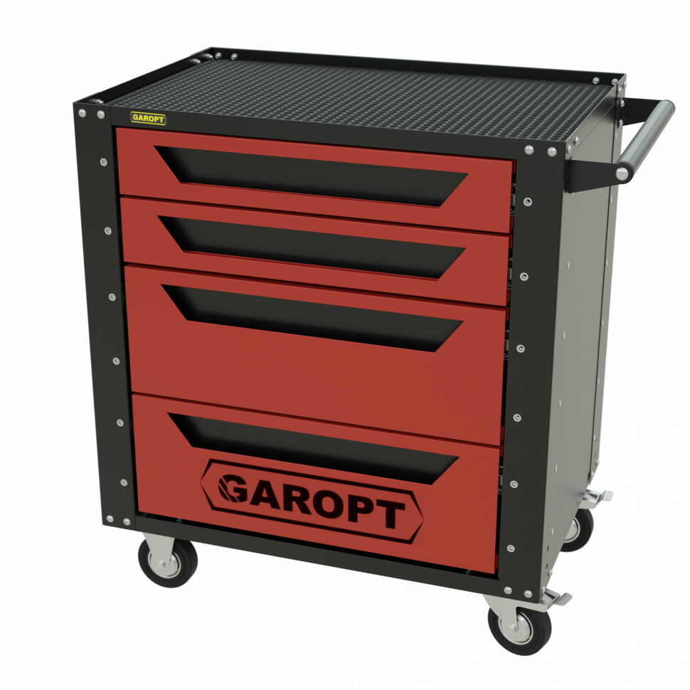 Тележка инструментальная Garopt серия Low-cost 4 ящика красная